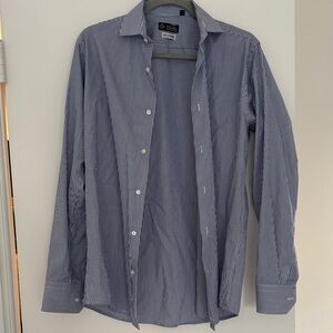 Luis Fusaro Navy Pinstripe Men's Shirt - Purchased in Italy